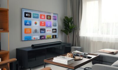 Apple TV on wall in living room