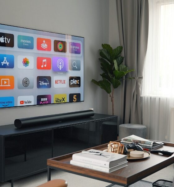 Apple TV on wall in living room