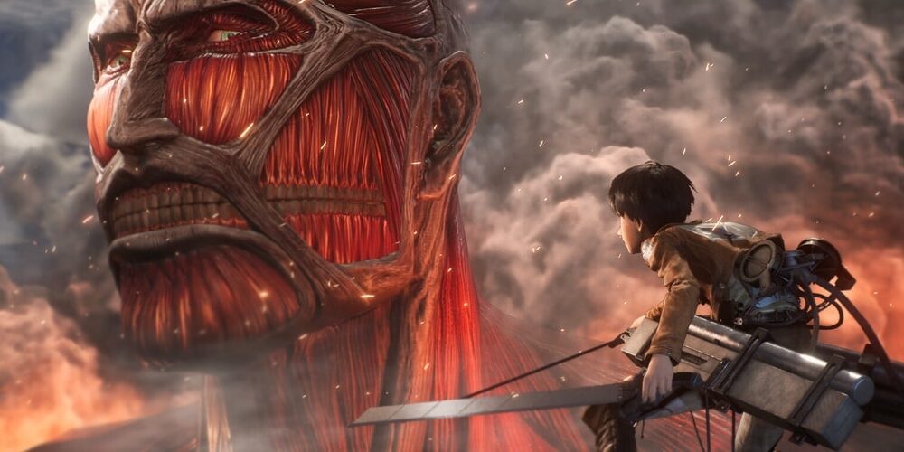 Attack on Titan 3 header screenshot – Eren and emerging Titan
