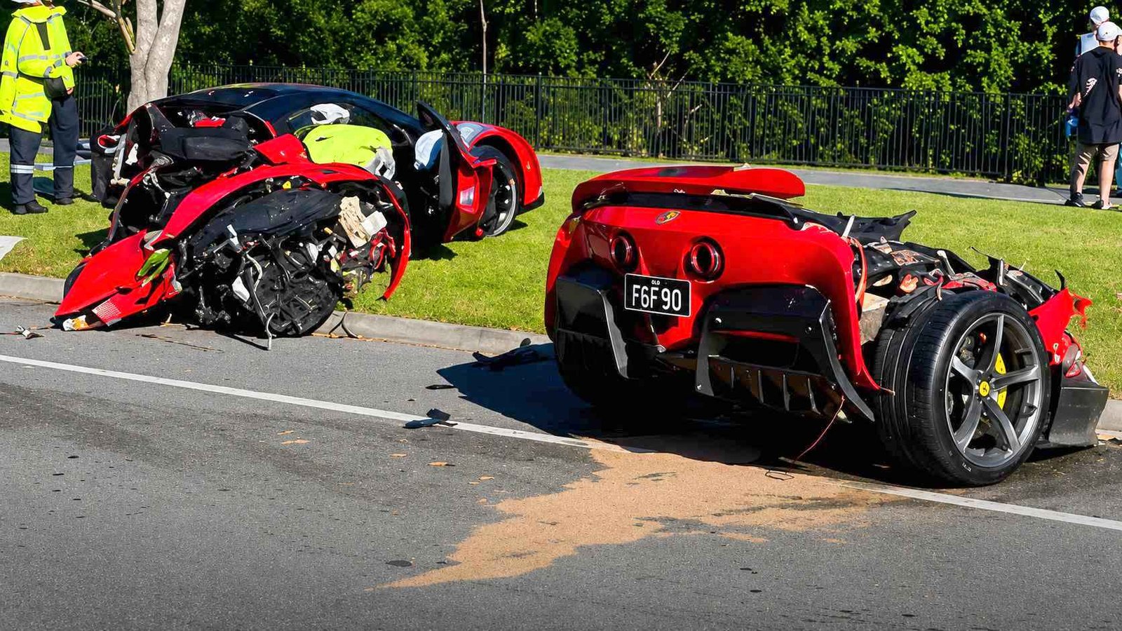 Ferrari SF90 disintegrates in a brutal crash; millionaire walks away unscathed