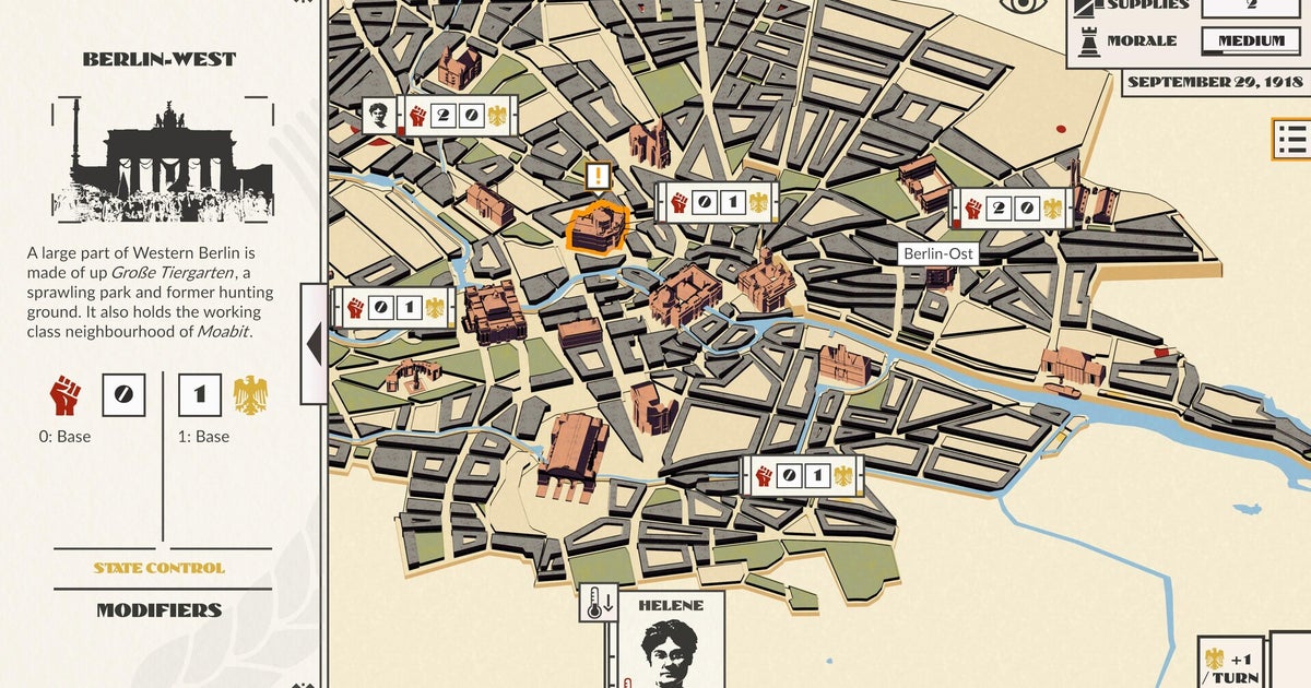 Overthrow the Kaiser in Red Echoes: Berlin, a Weimar-era turn-based strategy game in the style of Suzerain