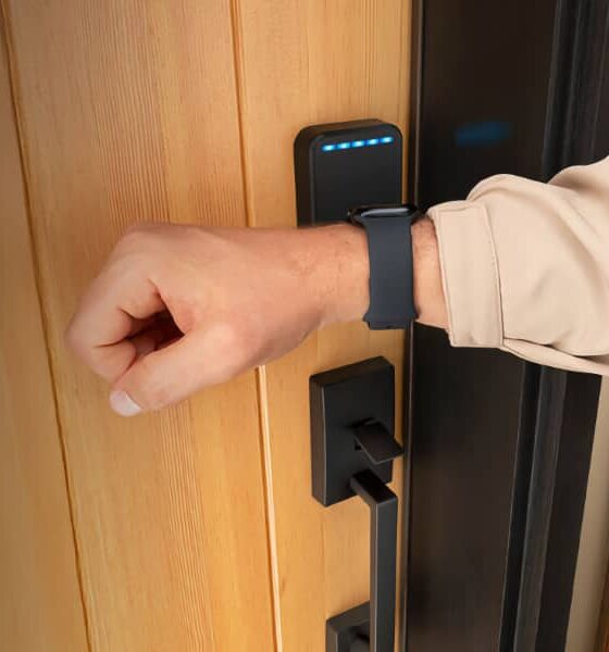 Person unlocking Schlage Sense Pro with Apple Watch