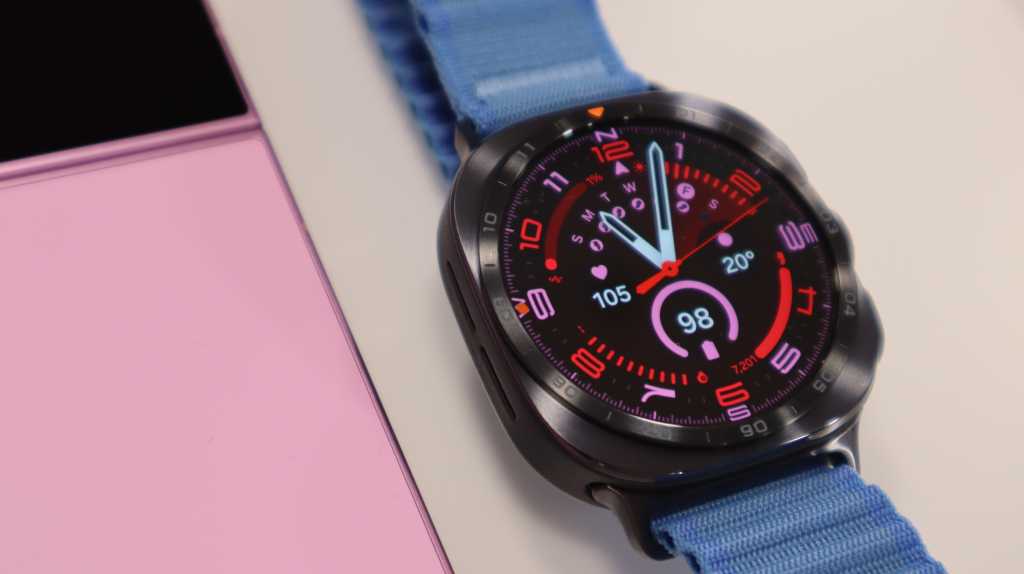 Samsung Galaxy Watch Ultra 2 next to the Z Flip 8