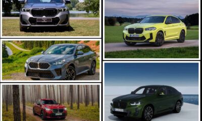 BMW SUV lineup front view including X1, X3, X4, and X2 in 2025 model year trims