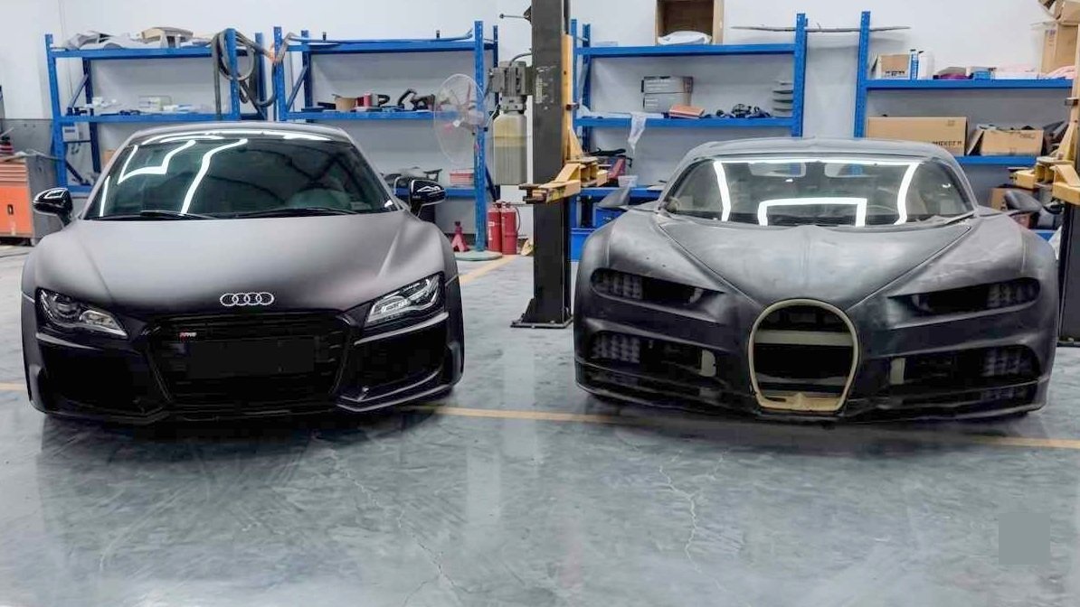 Audi R8 being converted into a Bugatti Chiron - And it's surprisingly convincing