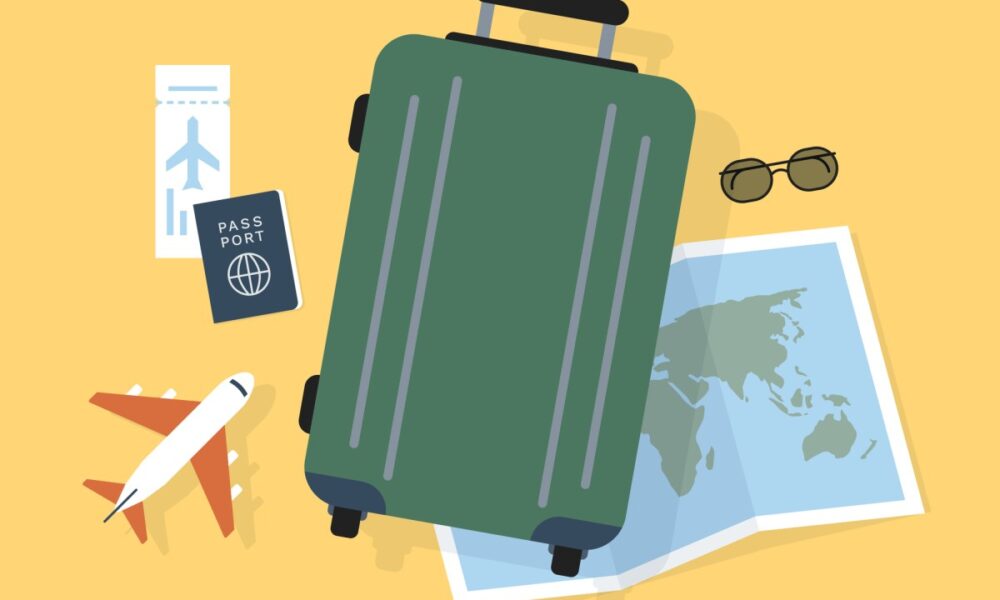World travel illustration with luggage
