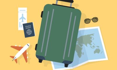 World travel illustration with luggage