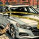 Cartoon immage of a Honda Accord wrapped in police tape.
