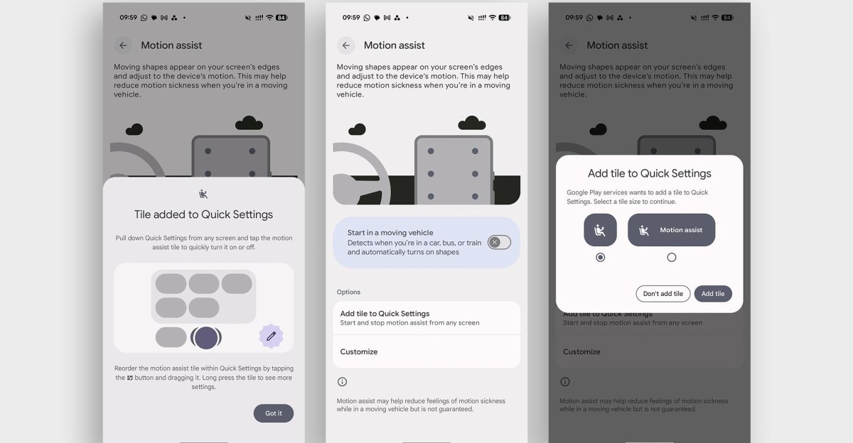 Android is getting its own weird dots to cure car sickness