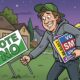 man stealing campaign signs