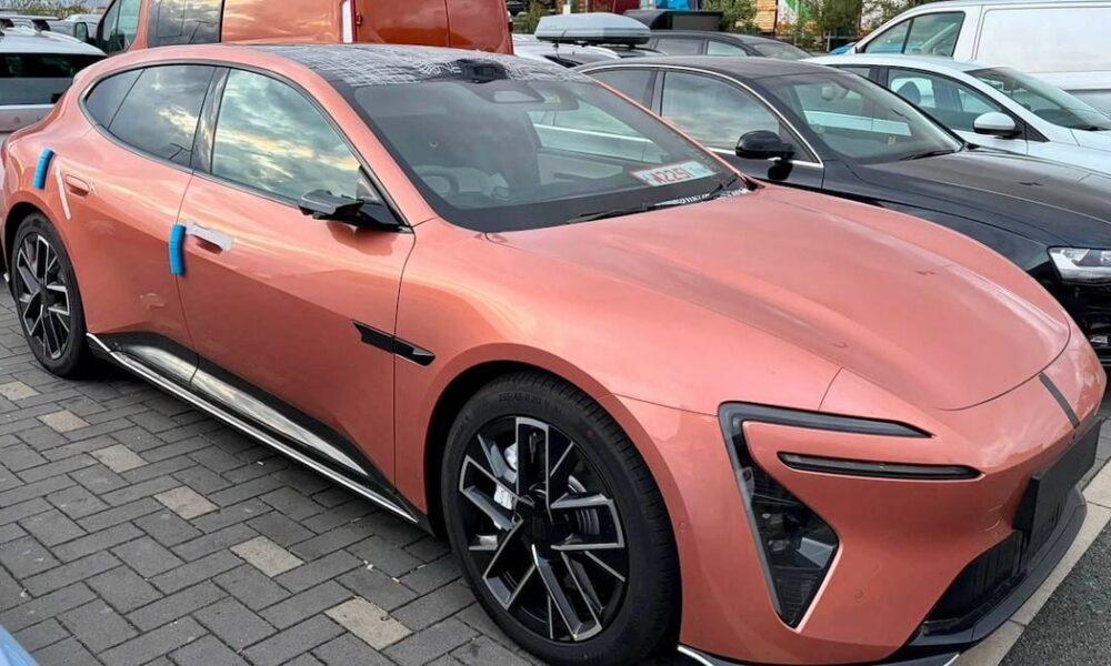 Fast electric wagon caught in right-hand drive