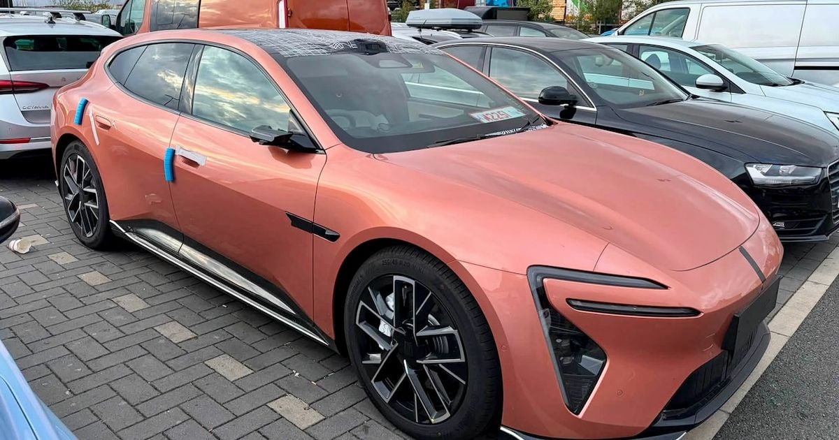 Fast electric wagon caught in right-hand drive