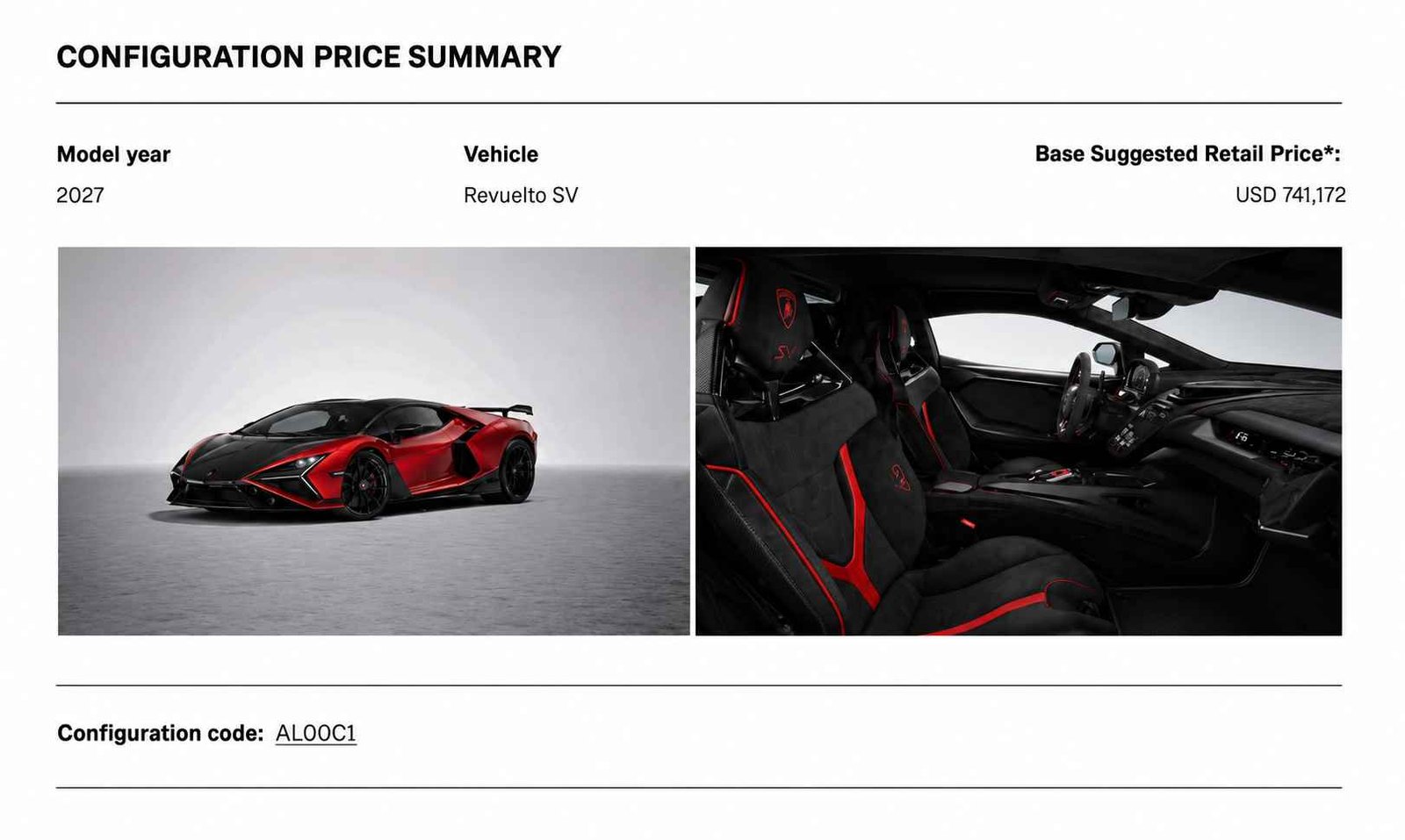 Lamborghini Revuelto SV price leaked; Can cross $1 million with options