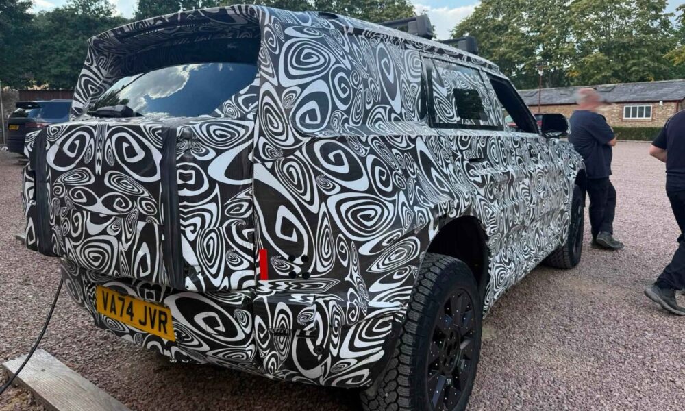 Heavily camouflaged electric Land Rover Defender spotted in the UK
