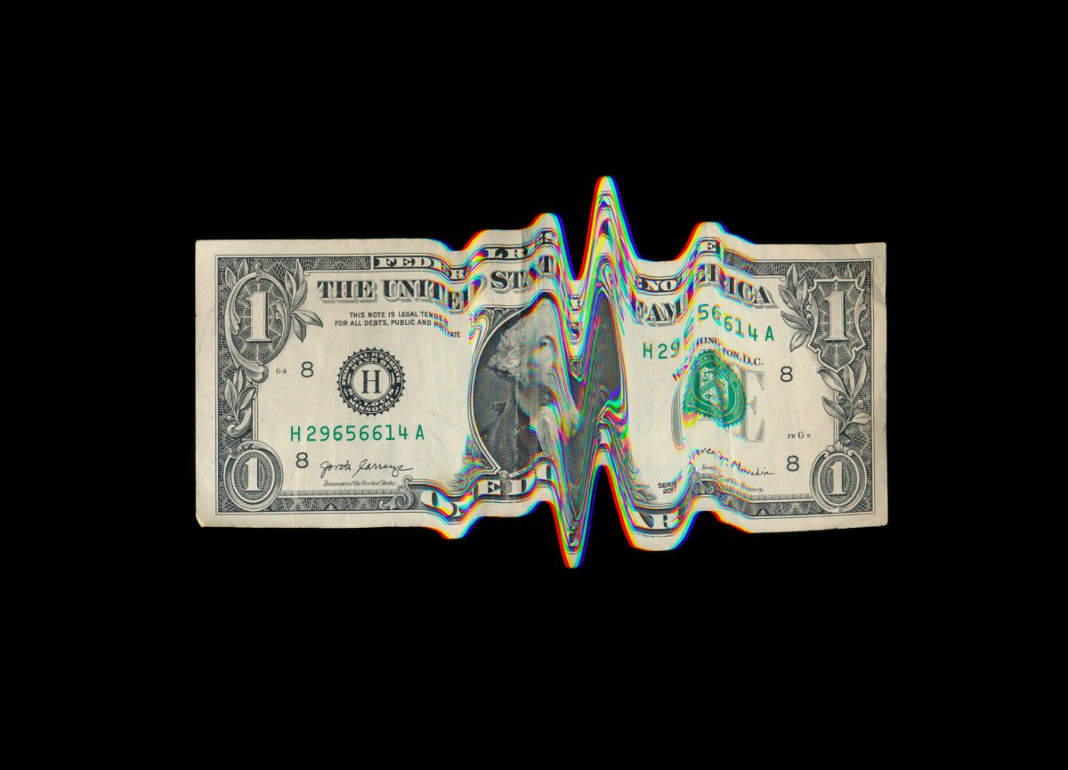 glitched/crumpled dollar bill