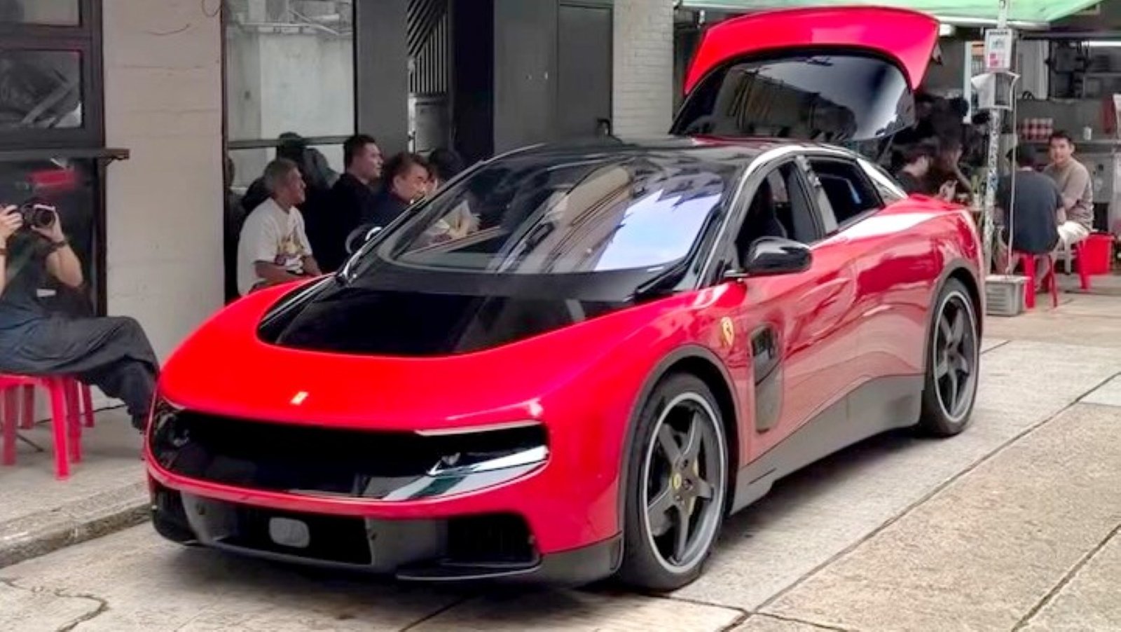 Hong Kong's first Ferrari Luce spotted parked on a busy street