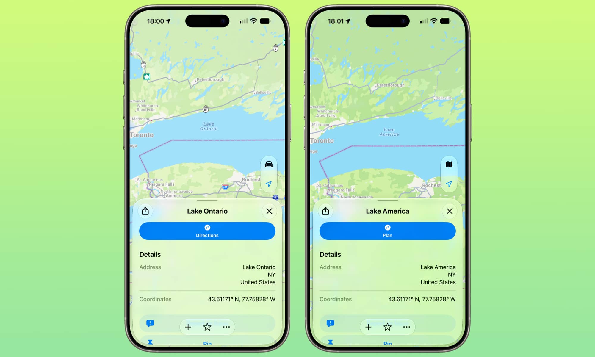 Apple Maps Lake Ontario America