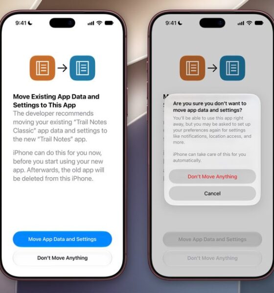 iOS 27.2 will help users move data and settings from an old app to its replacement