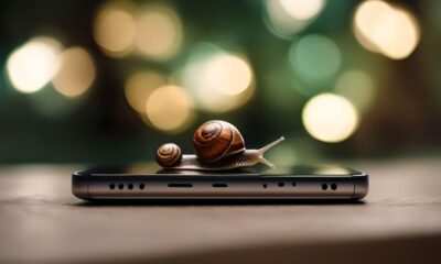 A snail crawling across an iPhone screen