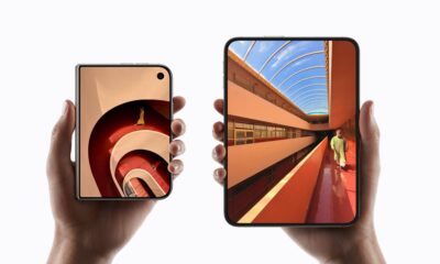 Apple's new foldable iPhone Duo in its open position during the 2026 Surprise and Shine event.
