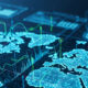 data-intelligence network, digital maps, data streams, cybersecurity vibe, advanced technology, futuristic and realistic style, glowing data lines, digital connectivity, secure data transmission, cyber landscape