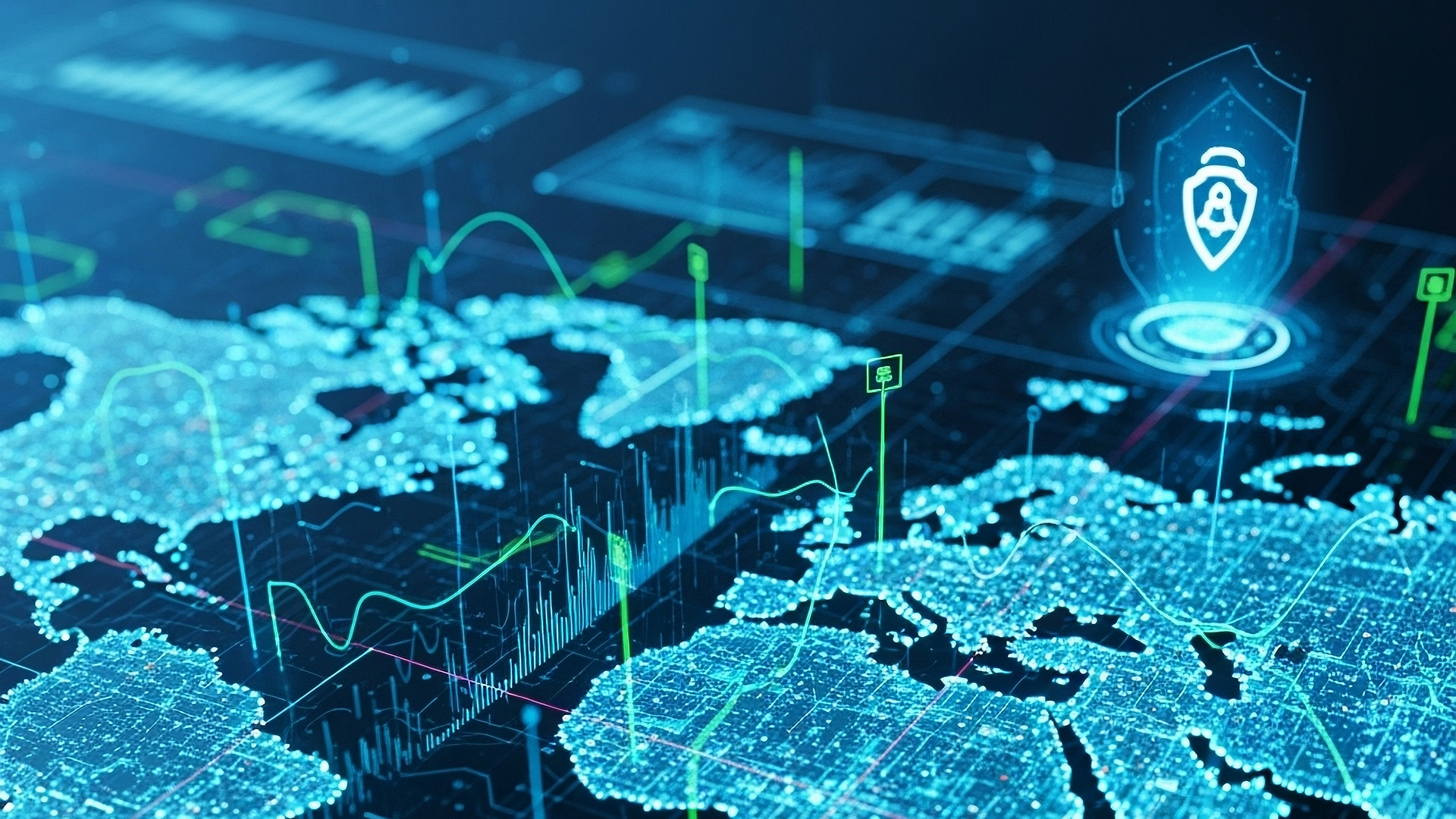 data-intelligence network, digital maps, data streams, cybersecurity vibe, advanced technology, futuristic and realistic style, glowing data lines, digital connectivity, secure data transmission, cyber landscape