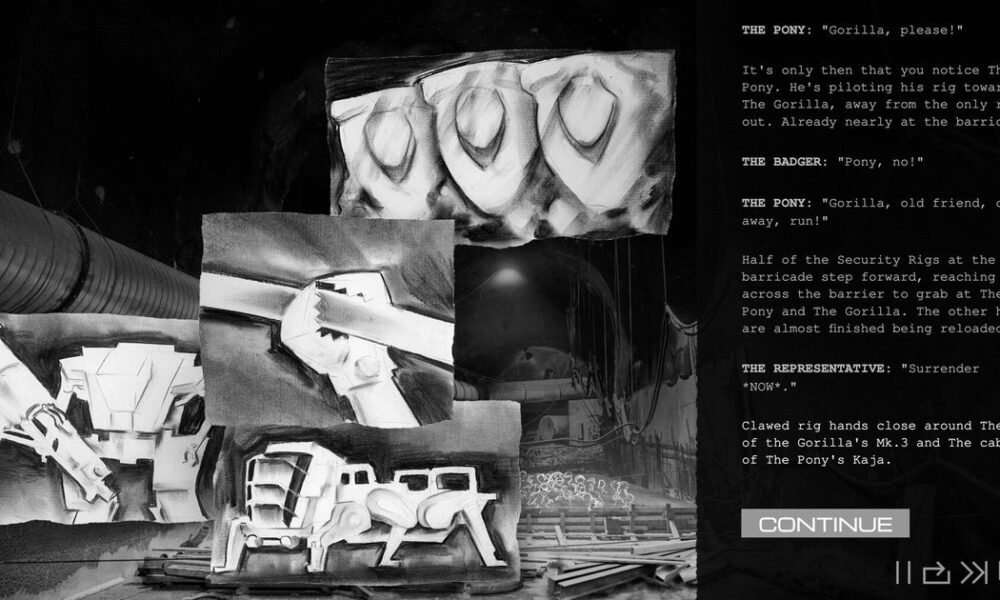 A Line Held Tight is a charcoal visual novel about a miner's strike in the 32nd century and choosing your relationships wisely