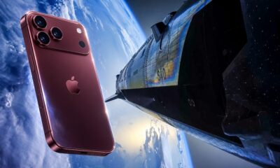 Burgundy iPhone Over Earth and spaceX