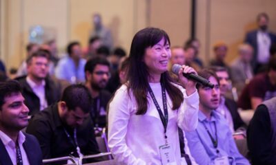 An audience member asks a question at the 2025 TechCrunch Disrupt event