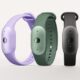 Three Bee Frontier wristbands in lavender, green and black