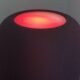 A HomePod (2nd generation) with a red Sound Glow